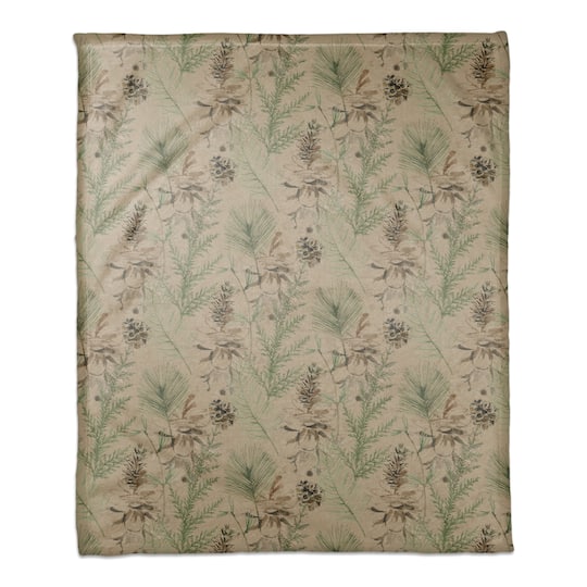 Pinecones &#x26; Greenery on Brown Coral Fleece Blanket